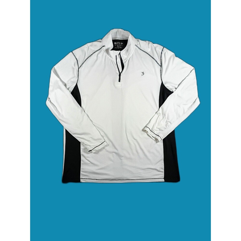 Reel Legends Quarter Zip Mens L White Black Performance Pullover